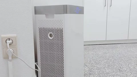 Temporary installation of a mobile air conditioner in a medical facility Stock Footage 310495704