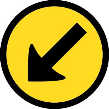 Temporary Keep Left Road Sign. Yellow background. Stock Illustration