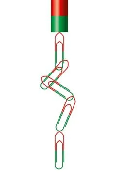 Temporary magnetized paperclips on magnet Illustrazione stock