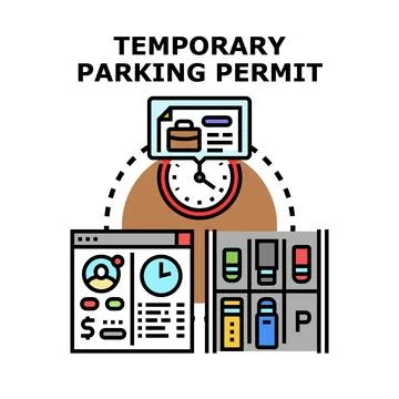 Temporary parking permit service for parking management Stock Illustration