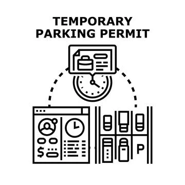 Temporary parking permit service for parking management Illustrazione stock