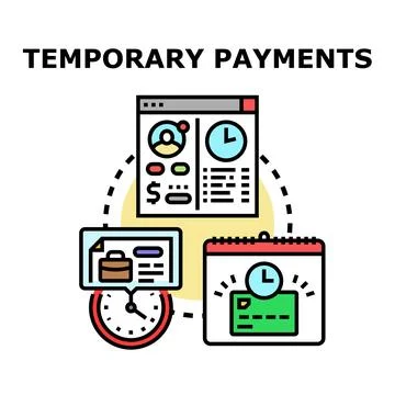 Temporary payments concept for financial transactions and deadlines Stock Illustration