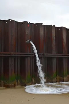 Temporary projects retaining sea wall construction in progress Stock Photos