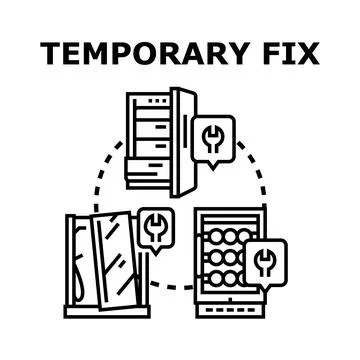 Temporary property fix concept for household appliance repair Stock Illustration