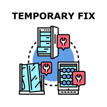 Temporary property fix concept for household appliance repair Stock Illustration