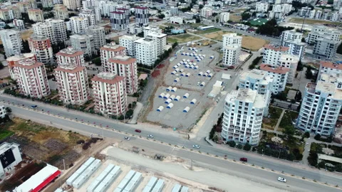 Temporary refugee camp Stock Footage 258341615