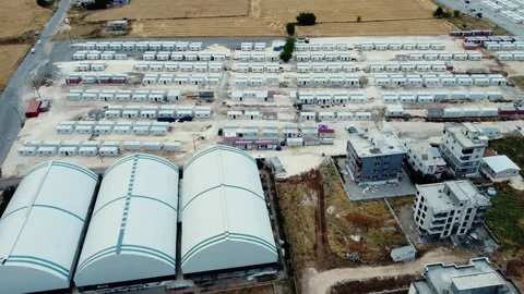 Temporary refugee camp in Turkey Stock Footage 258339016