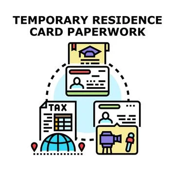 Temporary residence card paperwork application process Stock Illustration