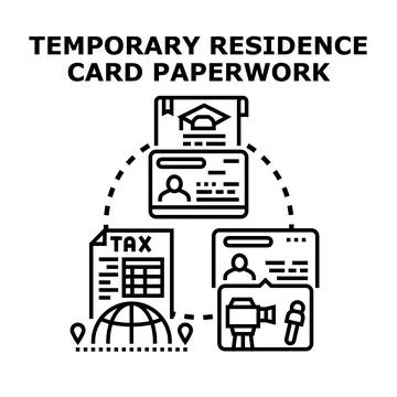 Temporary residence card paperwork application process Stock Illustration