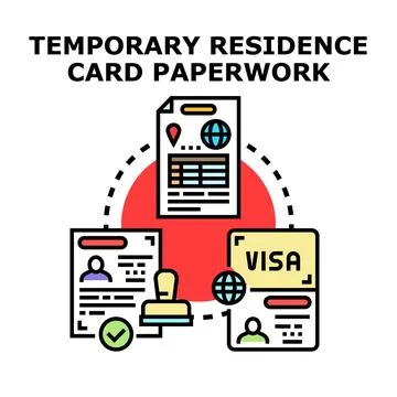 Temporary residence card paperwork processing immigration visa Stock Illustration