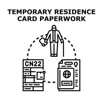 Temporary residence card paperwork processing document concept Stock Illustration
