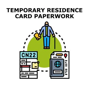 Temporary residence card paperwork processing document concept Stock Illustration