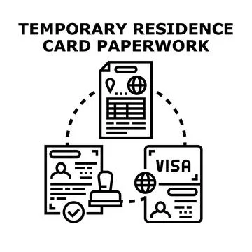 Temporary residence card paperwork processing immigration visa Stock Illustration