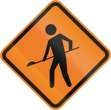 Temporary Road work warning sign in Brazil Stock Illustration
