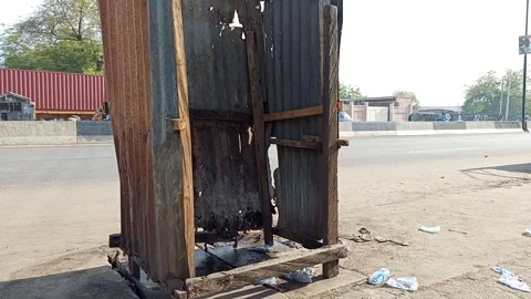 Temporary Roadside Public Urinal Structure Urban Area Kano Nigeria 動画素材 331073644