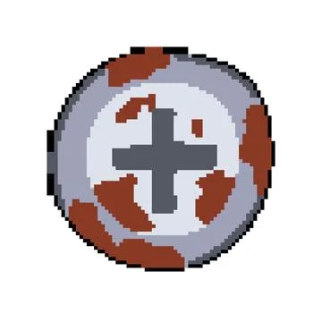 Temporary rusty screw head pixel art vector illustration Ilustração Stock