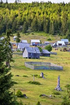 Temporary settlements in Apuseni Mountains Stock Photos
