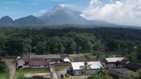 Temporary shelter during an eruption of merapi Stock Footage 306267135