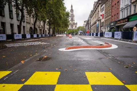 Temporary skate park on The Strand while the road is being pedestrianised Stock Photos