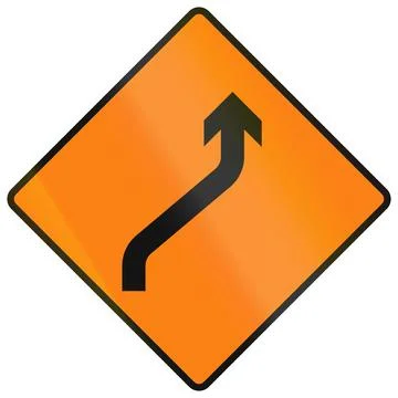 Temporary warning road sign used in Ireland - Move to Right Stock Illustration