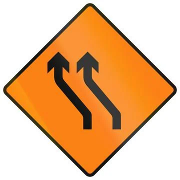 Temporary warning road sign used in Ireland - Move to Left (Two Lanes) Stock Illustration