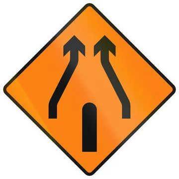 Temporary warning road sign used in Ireland - End of Obstruction Between Lane Stock Illustration