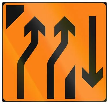 Temporary warning road sign used in Ireland - Two-lane Crossover to the right Stock Illustration