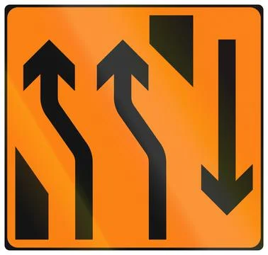Temporary warning road sign used in Ireland - Two-lane Crossover to the left Stock Illustration