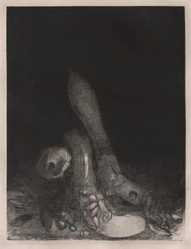 The Temptation of St. Anthony: Flowers Fall and the Head of a Python Appear.. Stock Illustration