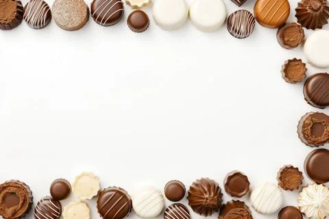  A tempting composition of assorted chocolates with ample copy space for y... Stock Photos