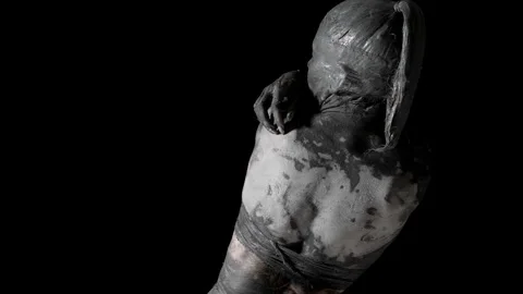 Tempting lady in string panties and grey mud on skin, rear view on stunning Stock Footage 169702580