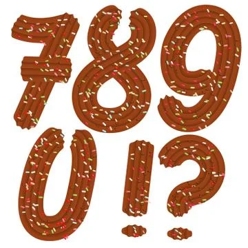 Tempting tipography. Font design. 3D numbers 7.8.9.0  and  punctuation marks  Stock Illustration