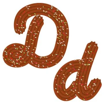 Tempting tipography. Font design. 3D letter D of the Chocolate cream and cand Stock Illustration