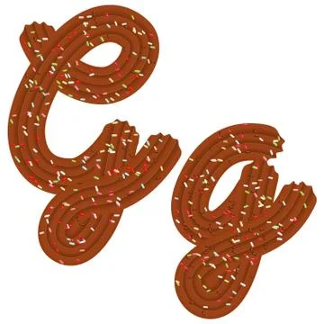 Tempting tipography. Font design. 3D letter G of the Chocolate cream and cand Stock Illustration