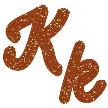 Tempting tipography. Font design. 3D letter K of the Chocolate cream and cand Stock Illustration
