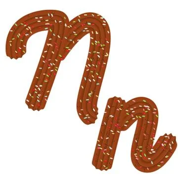 Tempting tipography. Font design. 3D letter N of the Chocolate cream and cand Stock Illustration