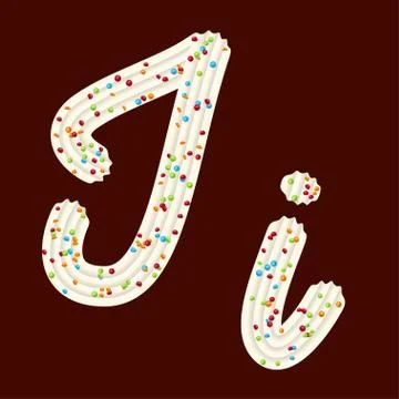 Tempting tipography. Font design. 3D letter I of the whipped cream and candy Stock Illustration