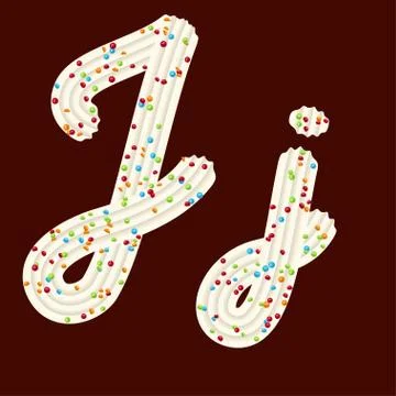 Tempting tipography. Font design. 3D letter J of the whipped cream and candy Stock Illustration