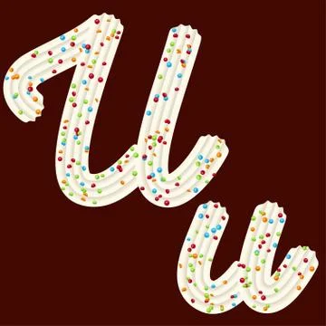 Tempting tipography. Font design. 3D letter U of the whipped cream and candy Stock Illustration
