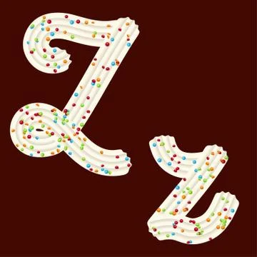 Tempting tipography. Font design. 3D letter Z of the whipped cream and candy Stock Illustration