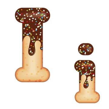 Tempting typography. Font design. 3D donut letter I glazed with chocolate cre Stock Illustration