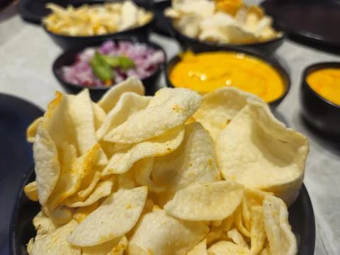 A tempting view of  crispy papad Stock Photos