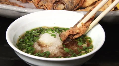 Tempura, Deep-fried fish Stock Footage 47579463