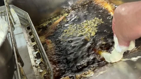 Tempura Frying: Chef Putting Battered Shrimp Into Hot Oil, Japan Video stock 345789025