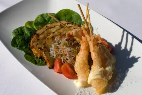 Tempura prawns Stock Photos