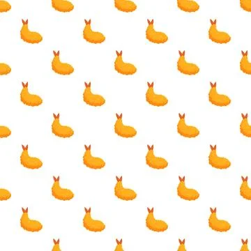 Tempura shrimp pattern creating a repeating seafood background Stock Illustration