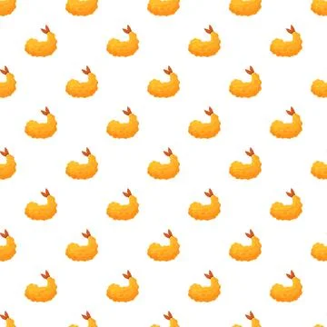 Tempura shrimp pattern repeating japanese fried seafood Stock Illustration