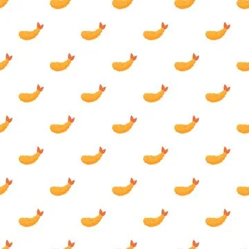 Tempura shrimp repeating pattern for food background Stock Illustration
