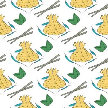 Tempura sketch seamless pattern vector illustration イラスト素材