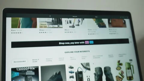 TEMU website homepage on a computer screen, highlighting online shopping Stock Footage 333538231
